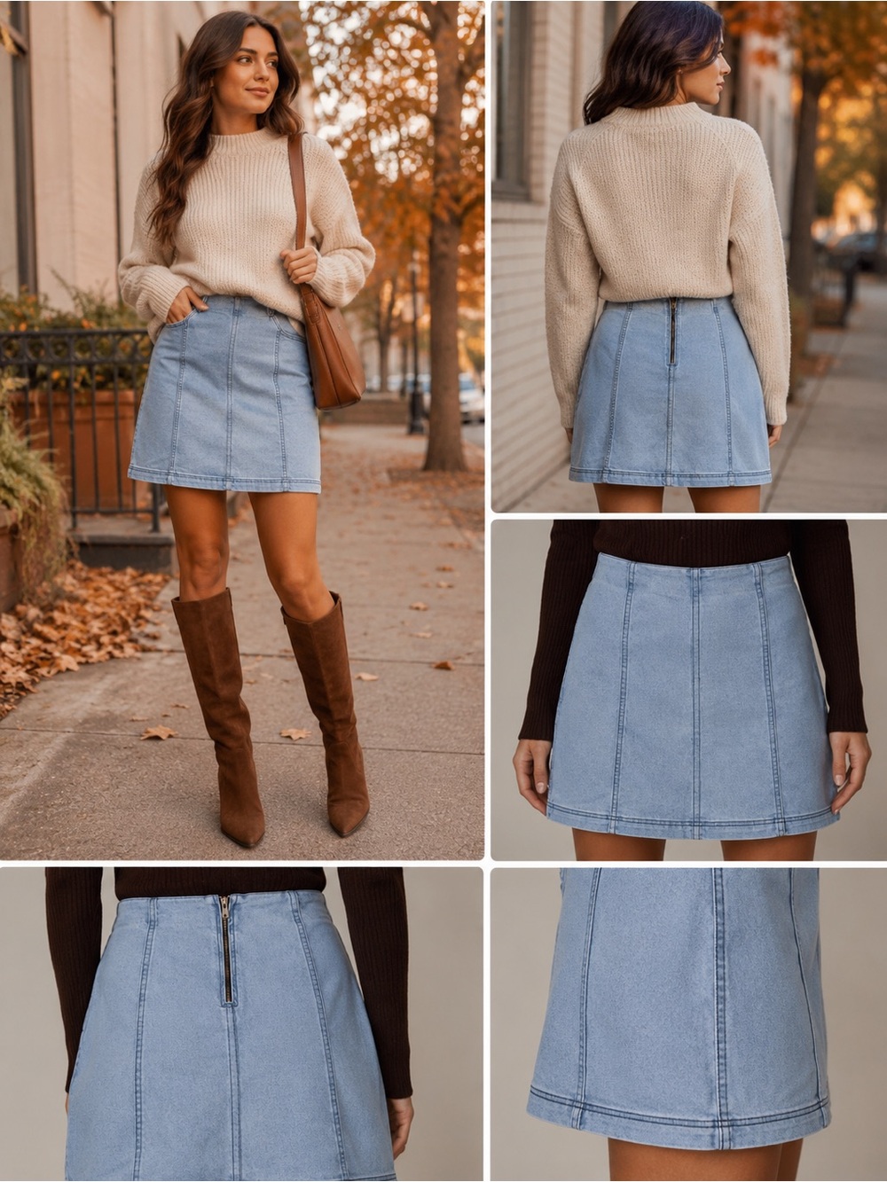 Free People Light Wash Denim Mini Skirt Size 6